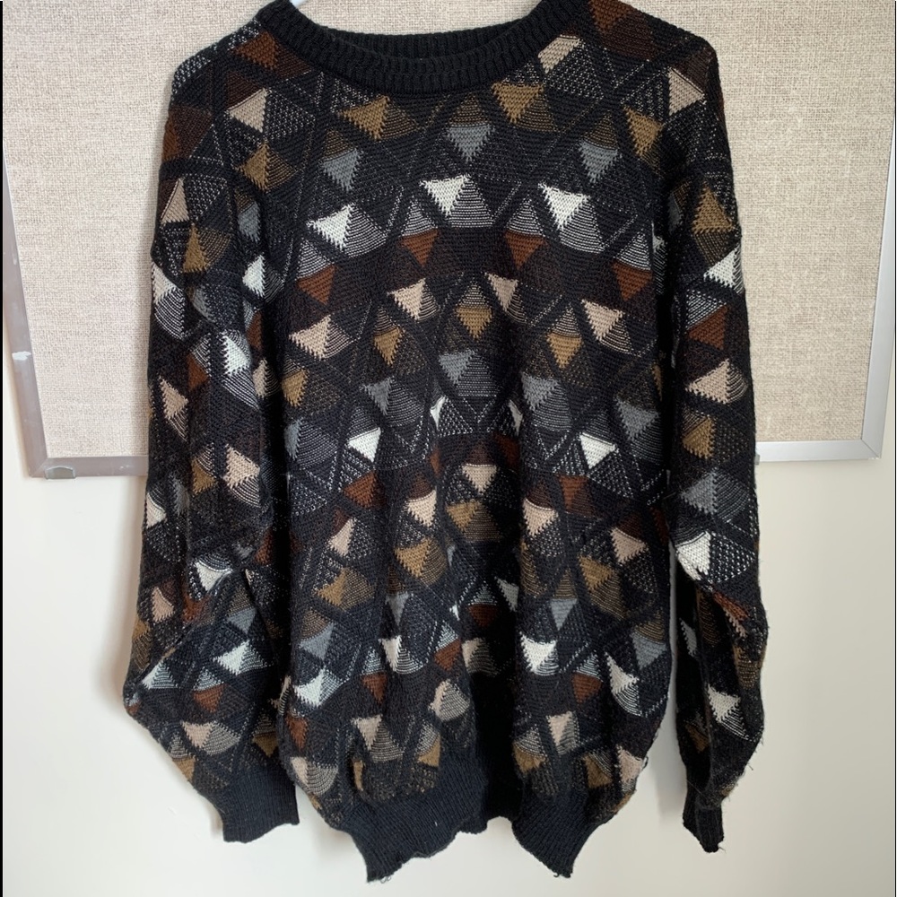 Vintage neutral color block knit sweater